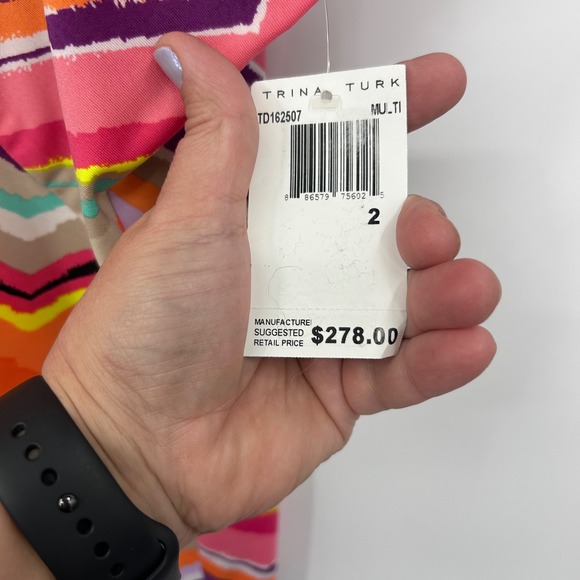 Trina Turk Louvre Swim Tunic Cover Up‎ Geometric  Print V Neck Dolman Sleeve  2 - Picture 7 of 9